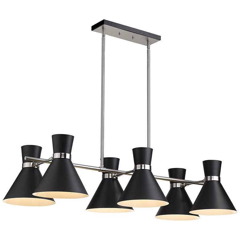 Image 1 Z-Lite 6 Light Chandelier in Matte Black + Brushed Nickel Finish