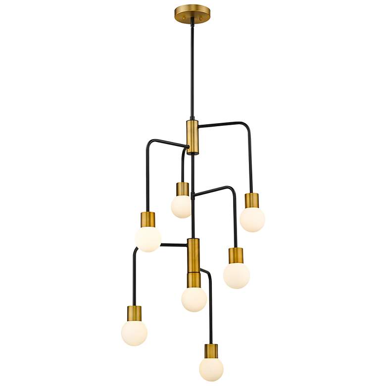 Image 1 Z-Lite 7 Light Chandelier in Matte Black + Foundry Brass Finish