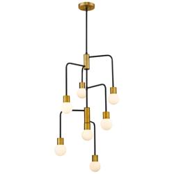 Z-Lite 7 Light Chandelier in Matte Black + Foundry Brass Finish