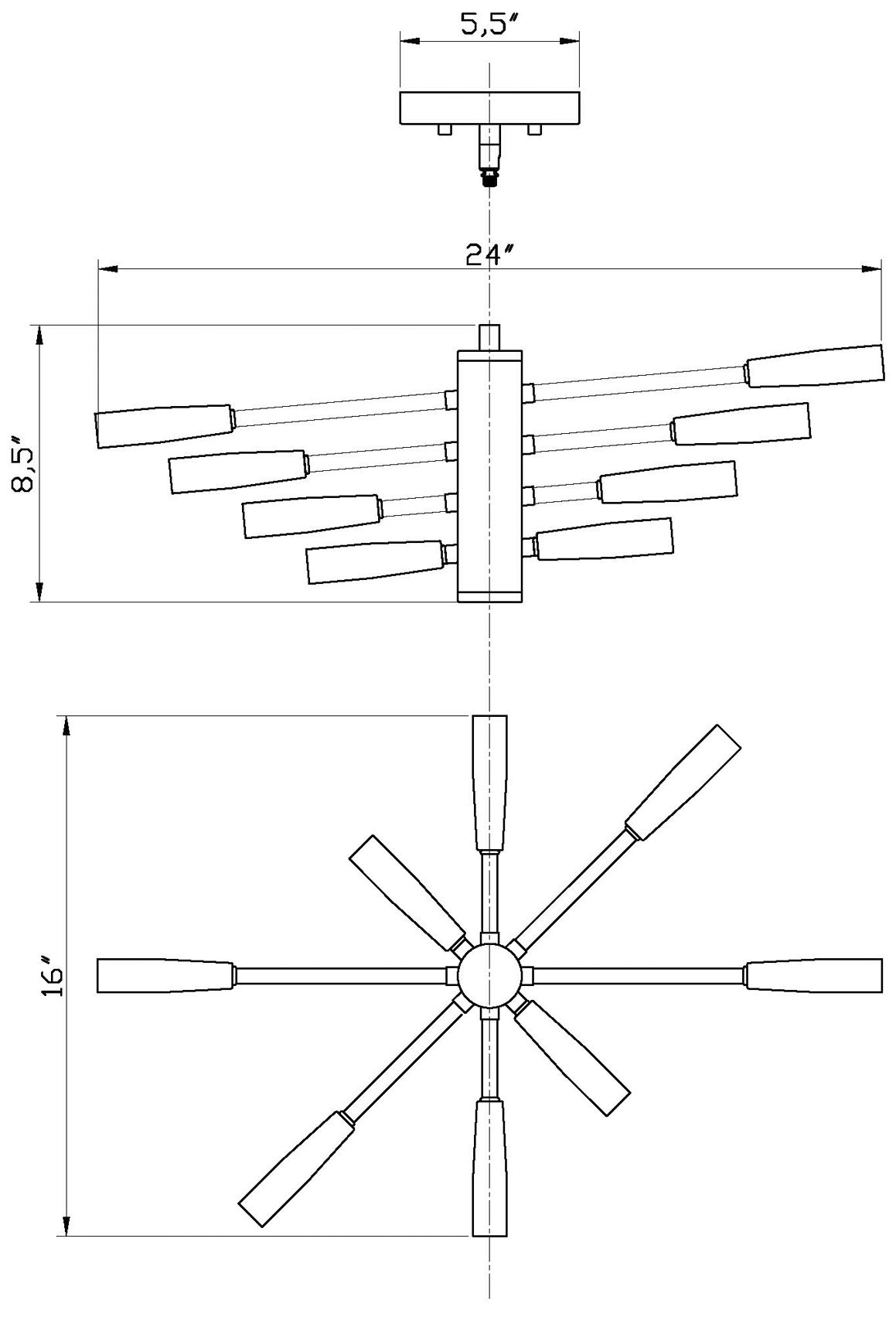 Z-Lite 8 Light Chandelier in Matte Black Finish