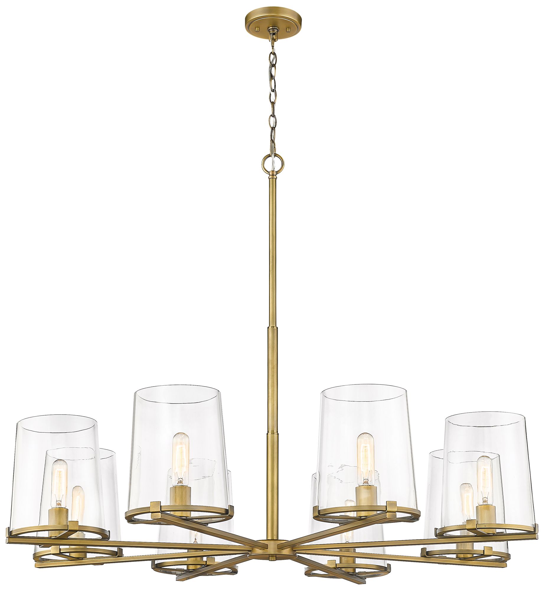 Z-Lite 8 Light Chandelier in Rubbed Brass Finish