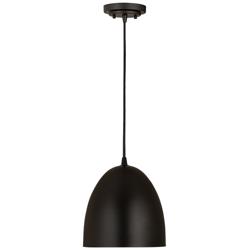 Z-Lite 9.5" Wide 1-Light Matte Black Finish Dome Pendant Light