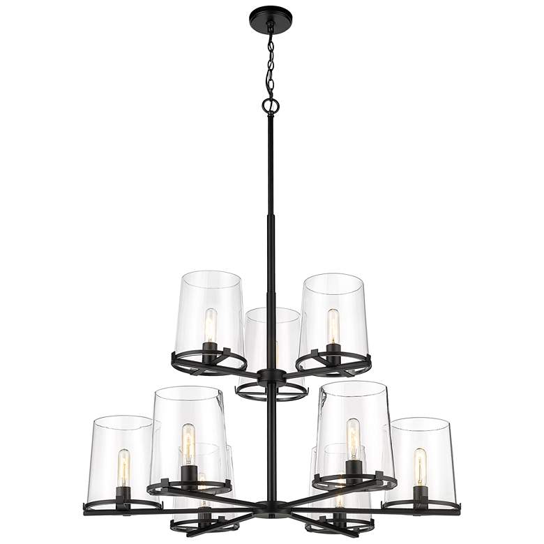 Image 1 Z-Lite 9 Light Chandelier in Matte Black Finish