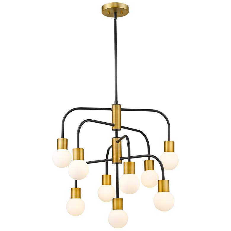 Image 1 Z-Lite 9 Light Chandelier in Matte Black + Foundry Brass Finish