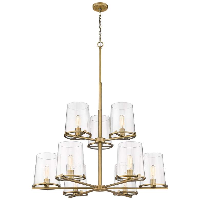 Image 1 Z-Lite 9 Light Chandelier in Rubbed Brass Finish