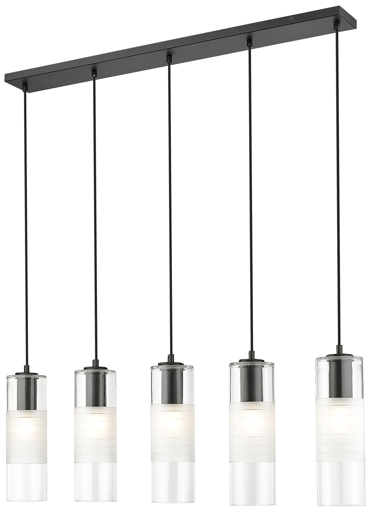 Z-Lite Alton 42" Wide Matte Black 5-Light Linear Pendant