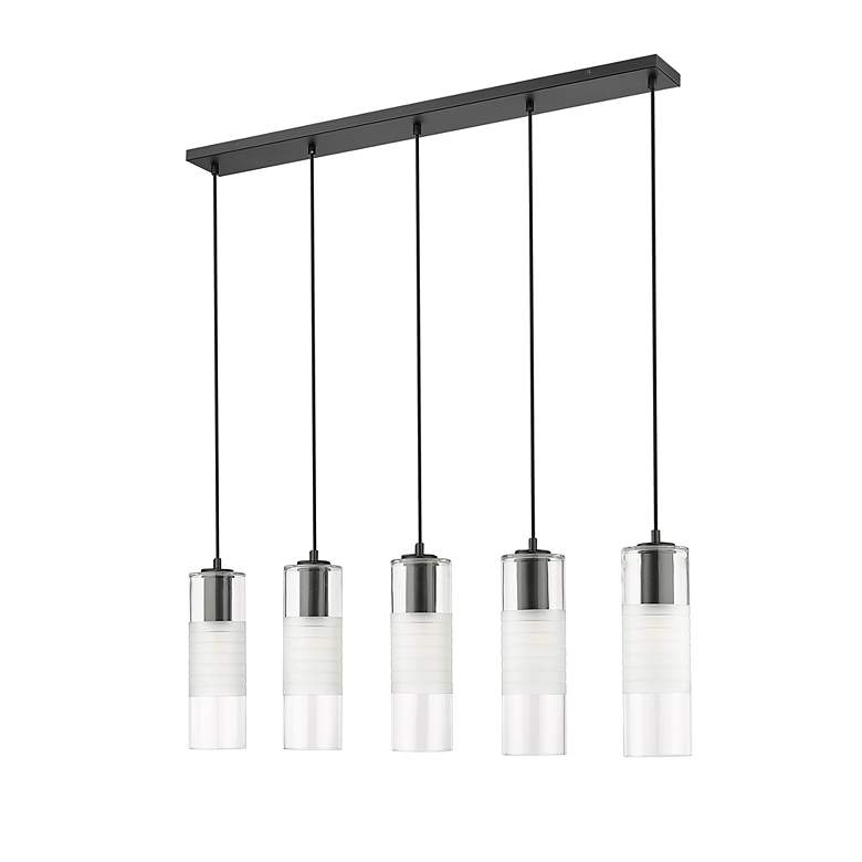 Image 7 Z-Lite Alton 42" Wide Matte Black 5-Light Linear Pendant more views