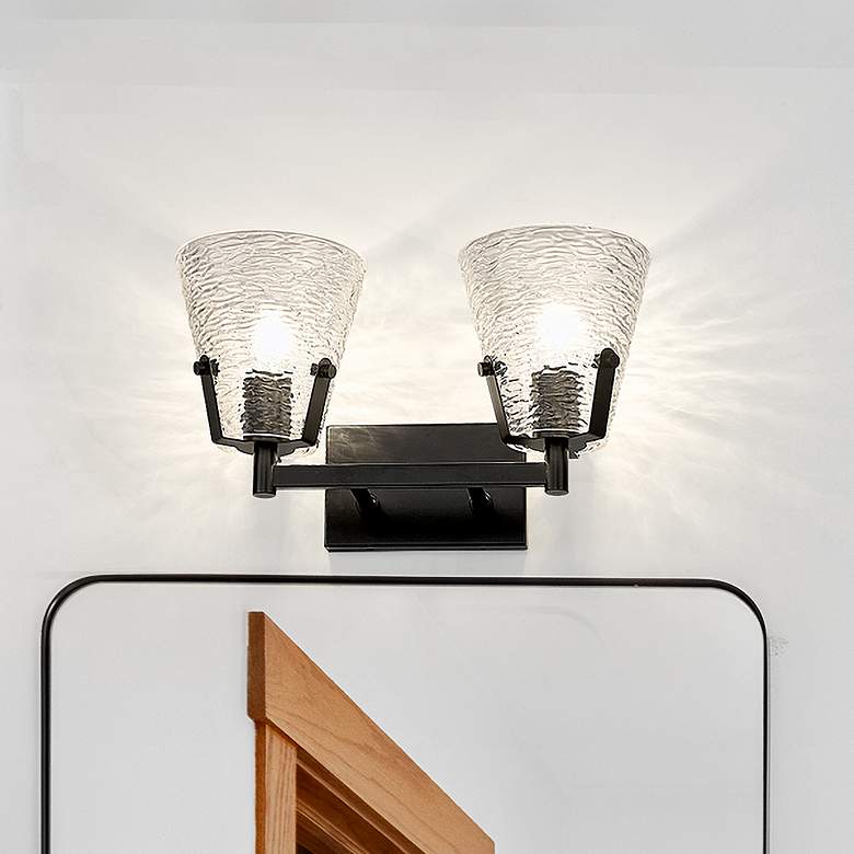 Image 1 Z-Lite Analia 16 1/2" Wide Matte Black 2-Light Wall Sconce