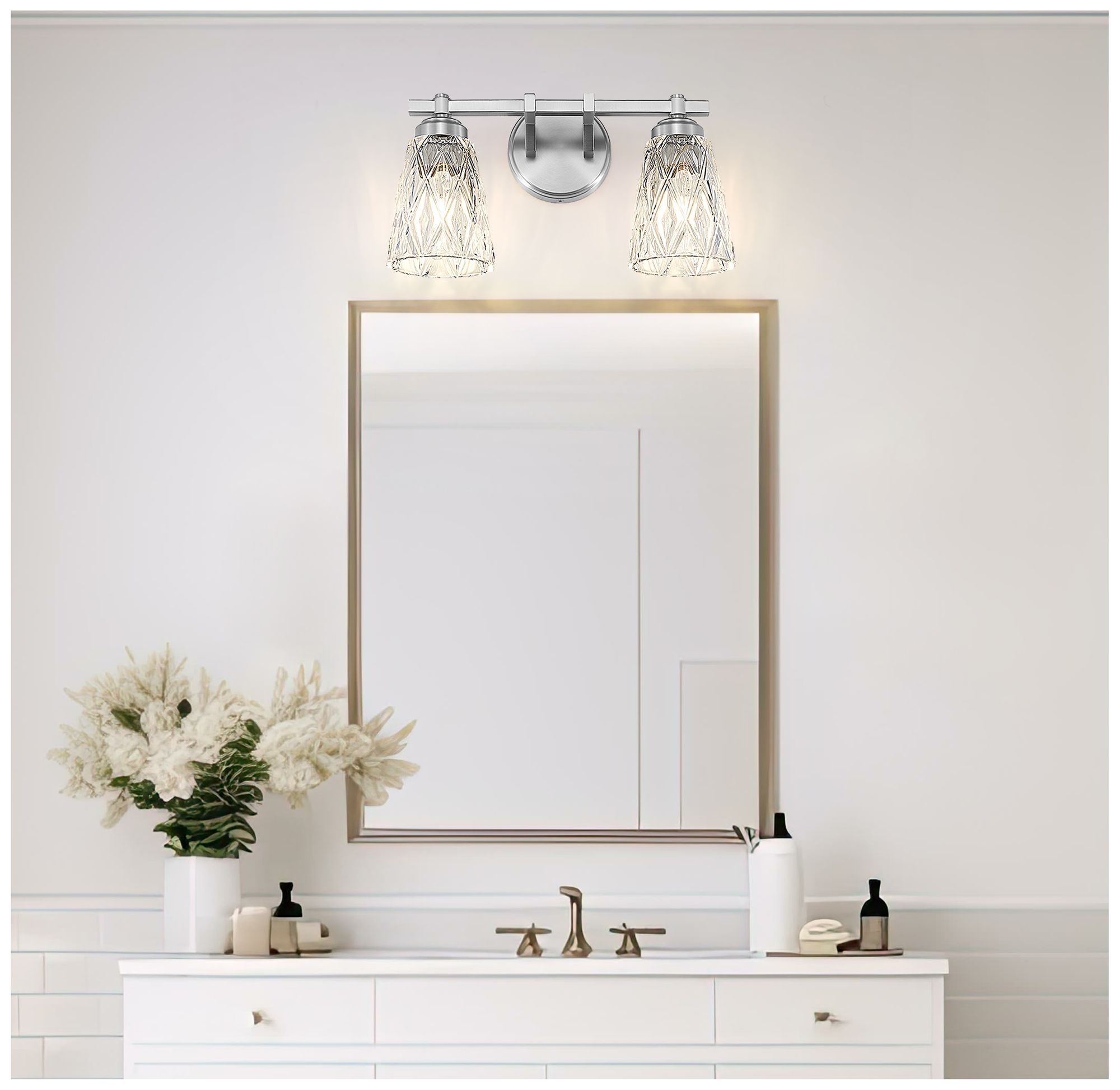 Image 2 Z-Lite Andree Brushed Nickel 2 Light Vanity with Clear Glass Shade more views