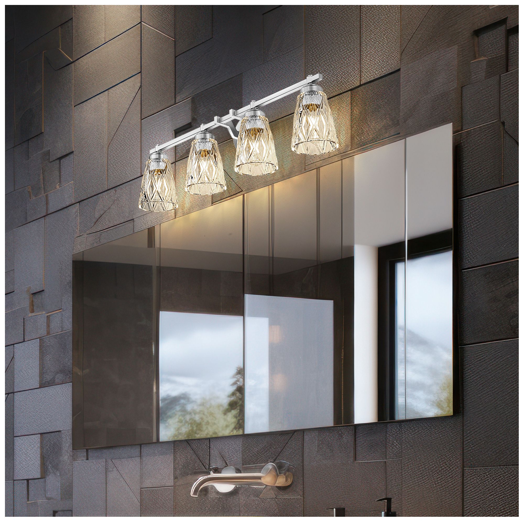 Image 2 Z-Lite Andree Brushed Nickel 4 Light Vanity with Clear Glass Shade more views