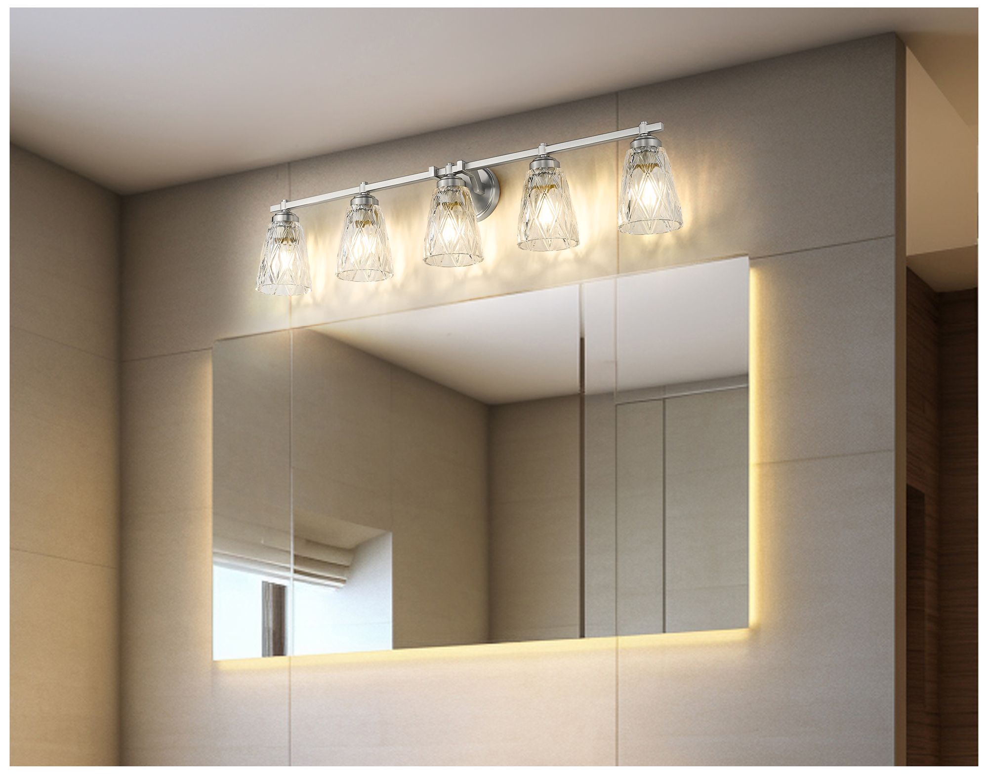 Image 2 Z-Lite Andree Brushed Nickel 5 Light Vanity with Clear Glass Shade more views