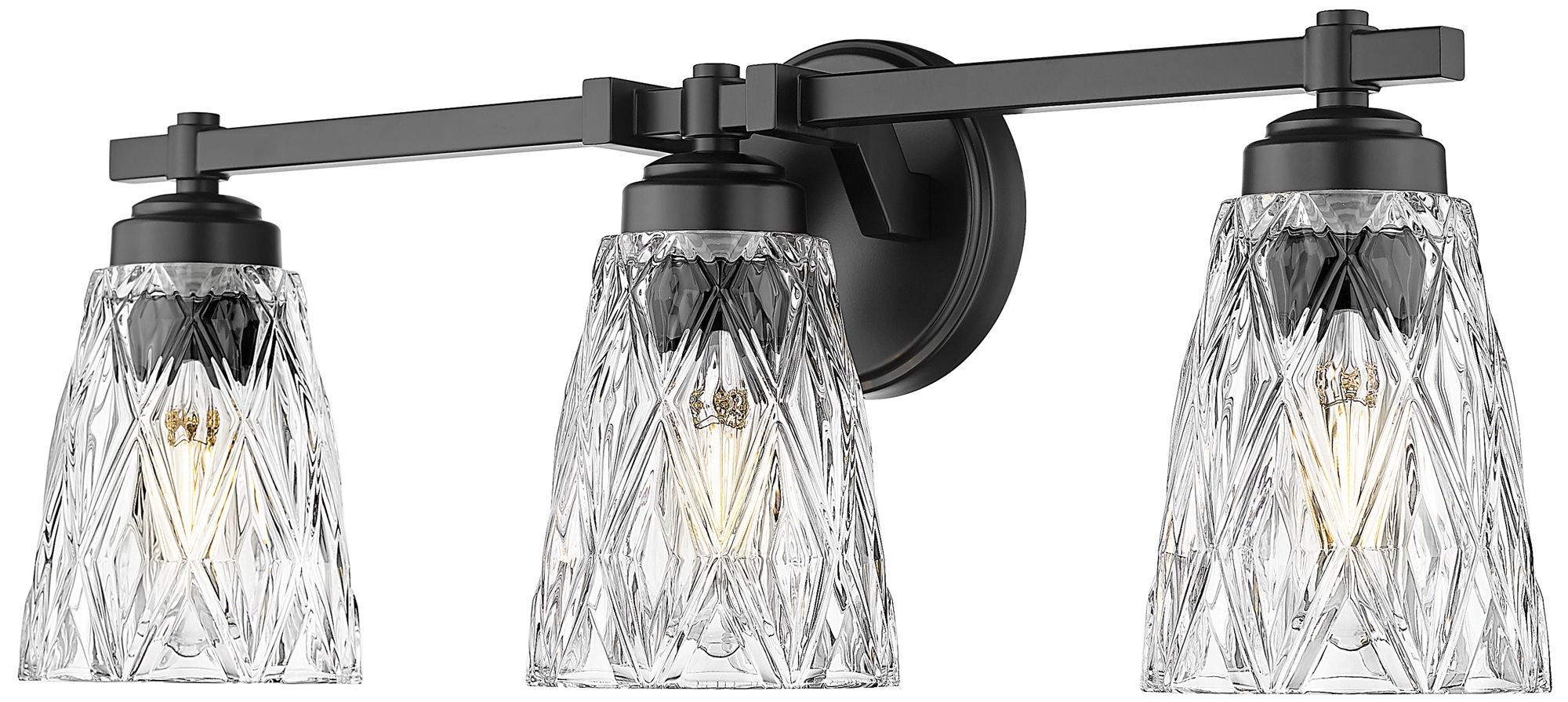 Z-Lite Andree Matte Black 3 Light Vanity with Clear Glass Shade