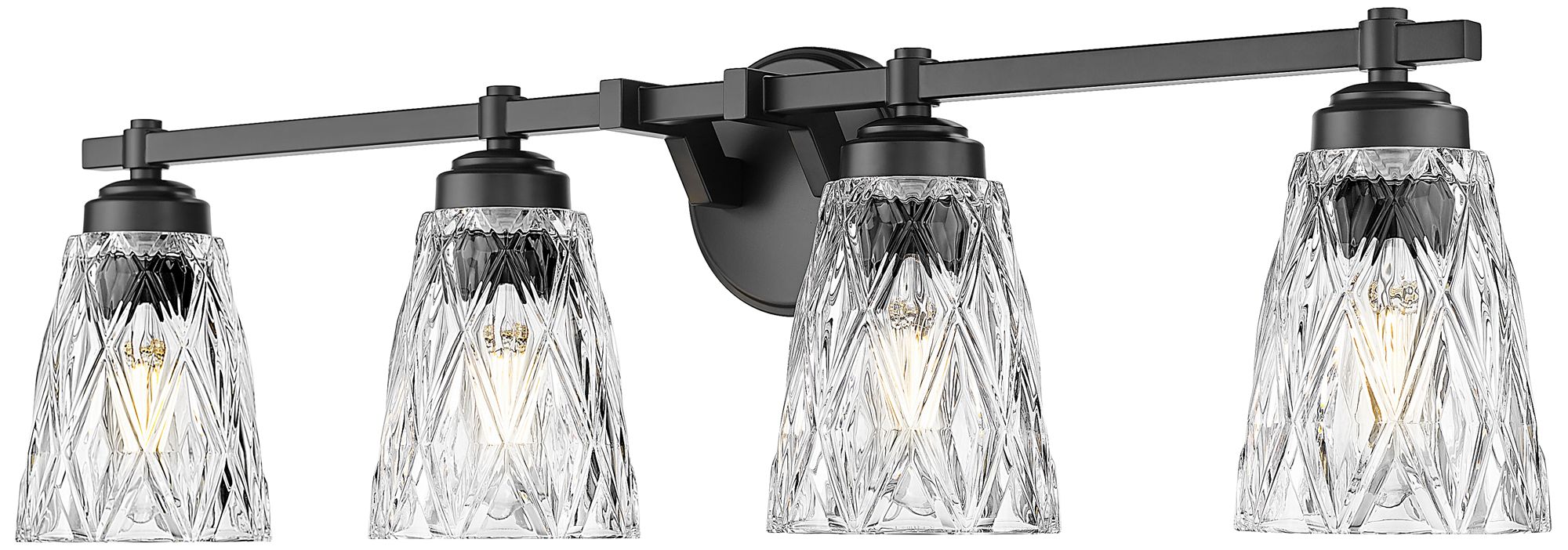 Z-Lite Andree Matte Black 4 Light Vanity with Clear Glass Shade