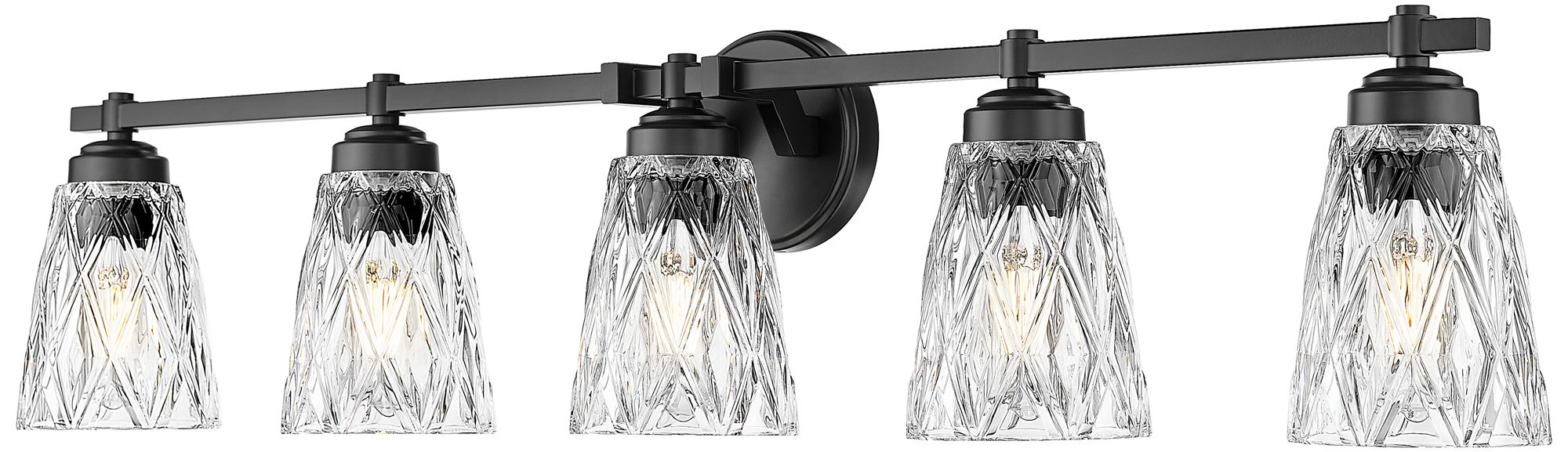 Z-Lite Andree Matte Black 5 Light Vanity with Clear Glass Shade