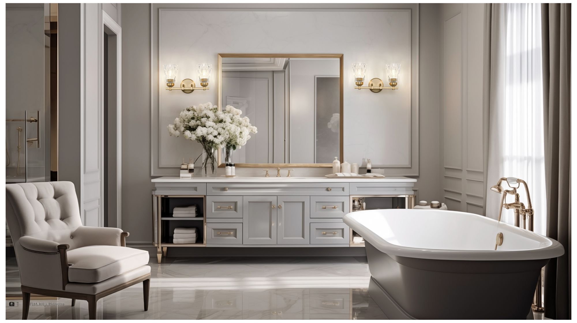 Image 3 Z-Lite Andree Modern Gold 2 Light Vanity with Clear Glass Shade more views