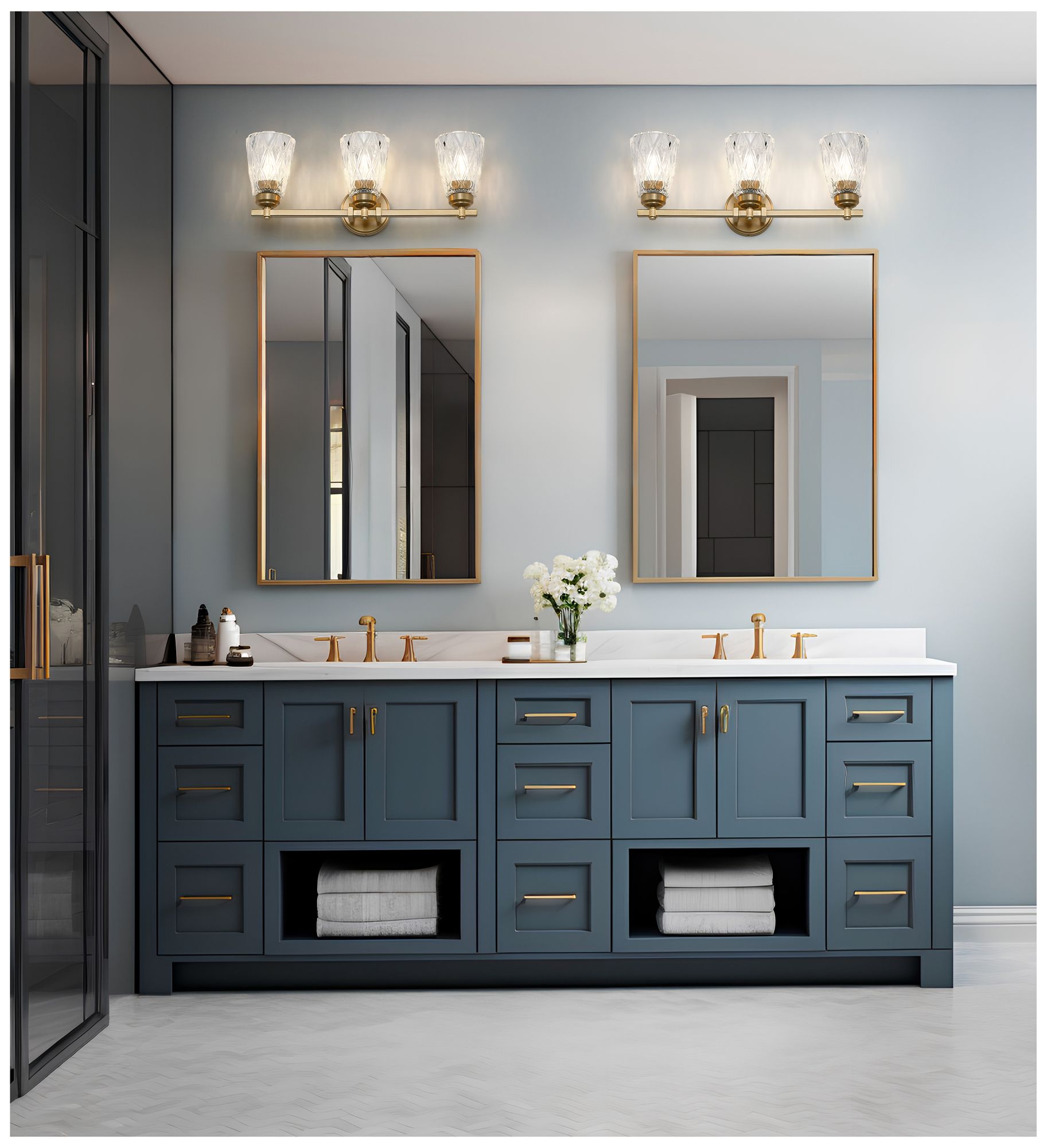 Image 2 Z-Lite Andree Modern Gold 3 Light Vanity with Clear Glass Shade more views