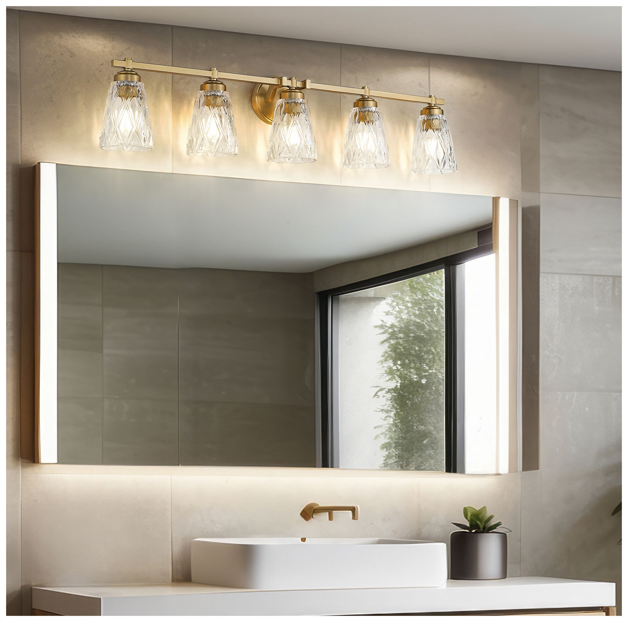 Image 2 Z-Lite Andree Modern Gold 5 Light Vanity with Clear Glass Shade more views