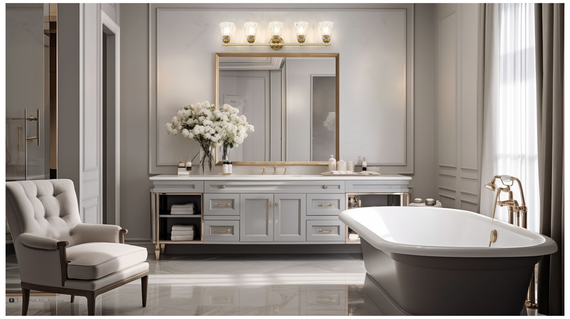 Image 3 Z-Lite Andree Modern Gold 5 Light Vanity with Clear Glass Shade more views