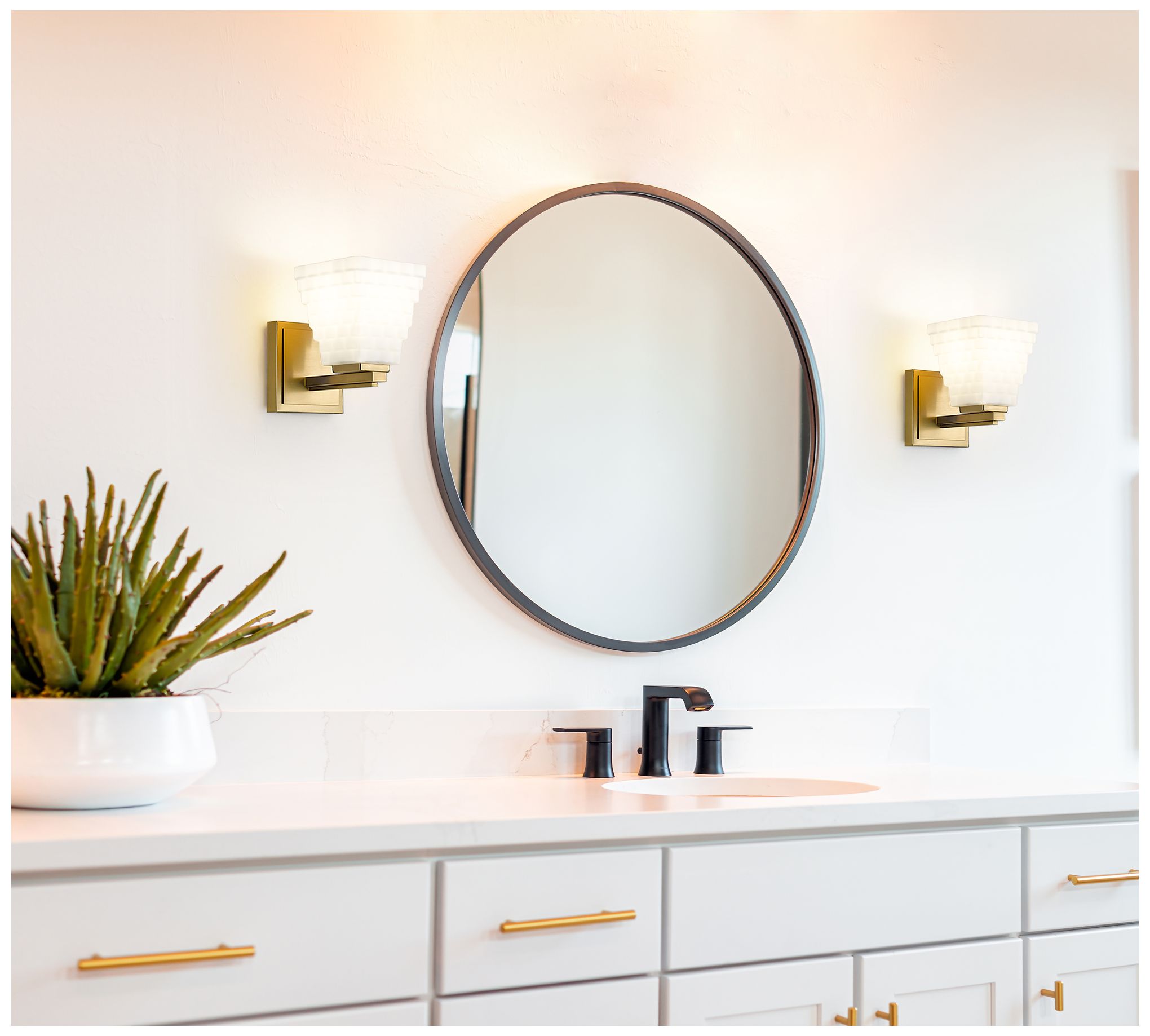 Image 3 Z-Lite Annalise 7 1/4" High Modern Gold White Glass Wall Sconce more views