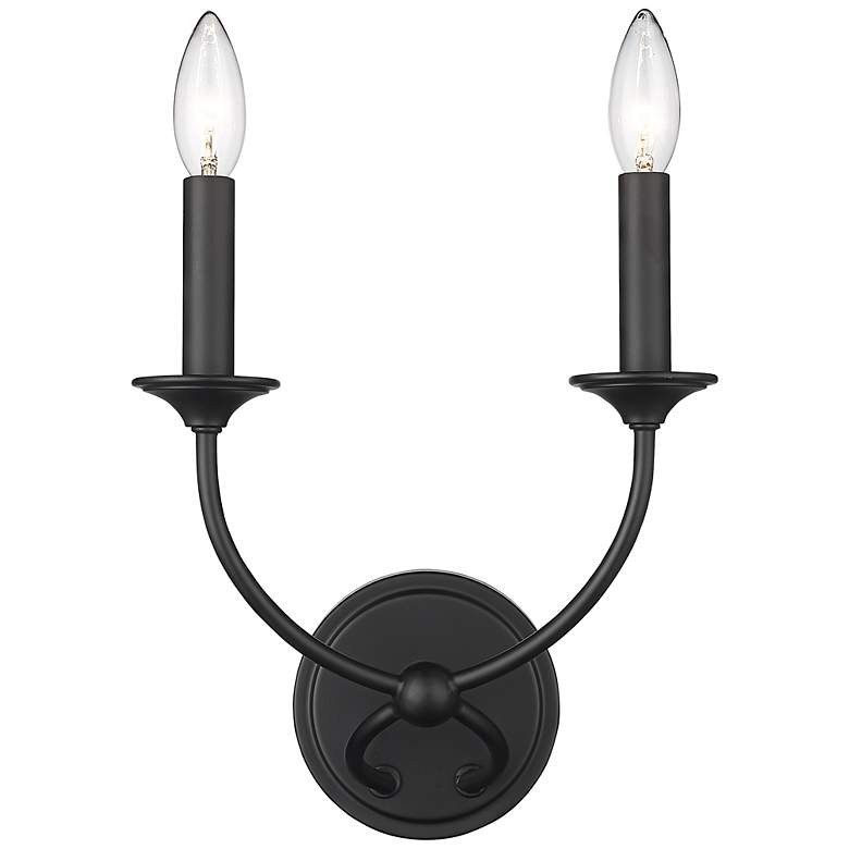 Image 1 Z-Lite Arabella 11 1/2" High 2-Light Black Candelabra Wall Sconce