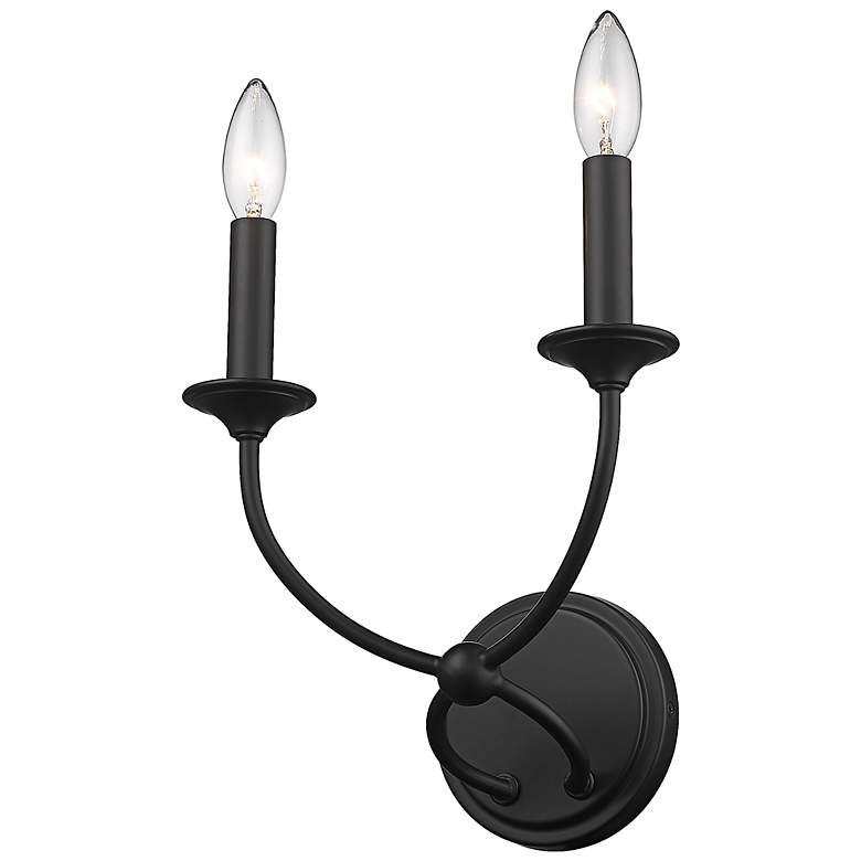 Image 5 Z-Lite Arabella 11 1/2" High 2-Light Black Candelabra Wall Sconce more views
