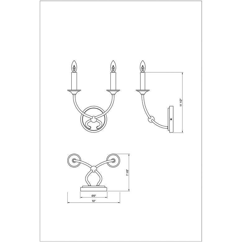 Image 6 Z-Lite Arabella 11 1/2" High 2-Light Black Candelabra Wall Sconce more views