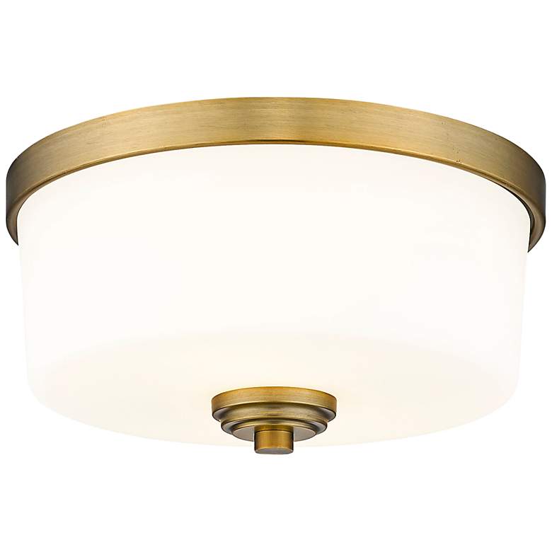 Image 3 Z-Lite Arlington 12 1/4" Wide Heritage Brass White Glass Ceiling Light