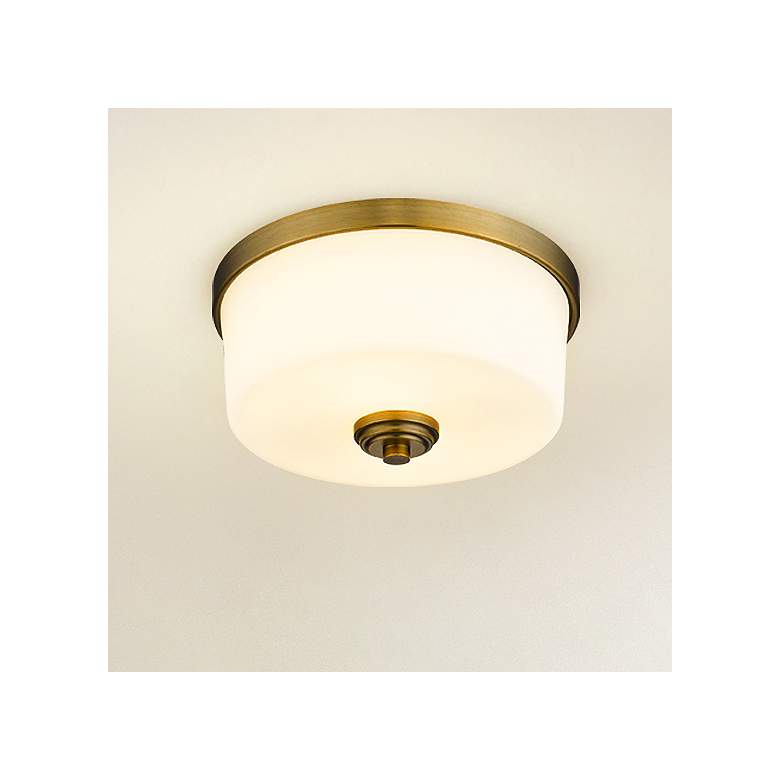 Image 2 Z-Lite Arlington 12 1/4" Wide Heritage Brass White Glass Ceiling Light
