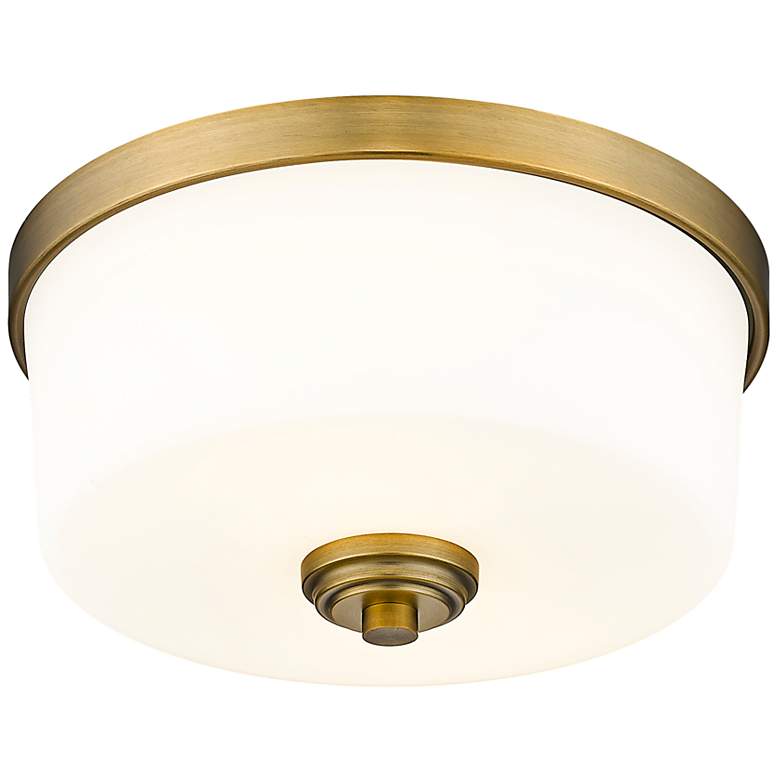 Image 5 Z-Lite Arlington 12 1/4" Wide Heritage Brass White Glass Ceiling Light more views