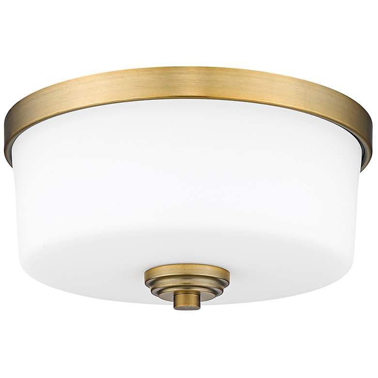 Image 7 Z-Lite Arlington 12 1/4" Wide Heritage Brass White Glass Ceiling Light more views