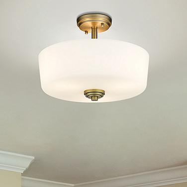 Z-Lite Arlington 14 3/4" Heritage Brass and Opal Glass Ceiling Light