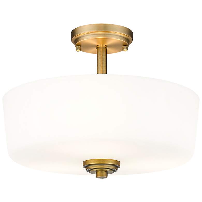 Image 3 Z-Lite Arlington 14 3/4" Heritage Brass and Opal Glass Ceiling Light
