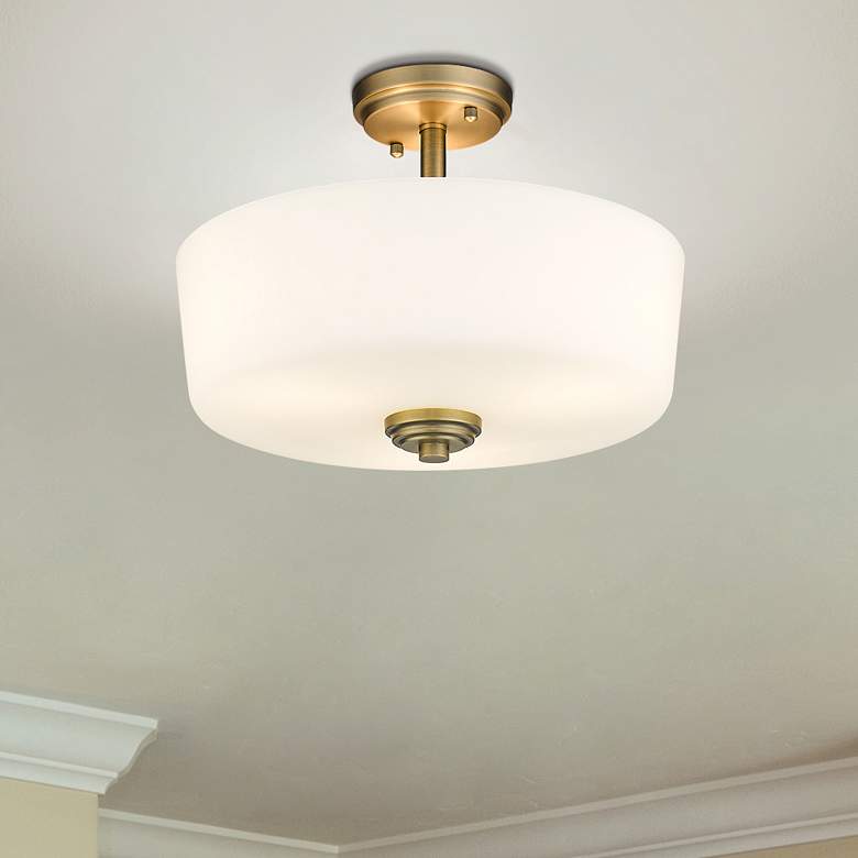 Image 2 Z-Lite Arlington 14 3/4" Heritage Brass and Opal Glass Ceiling Light
