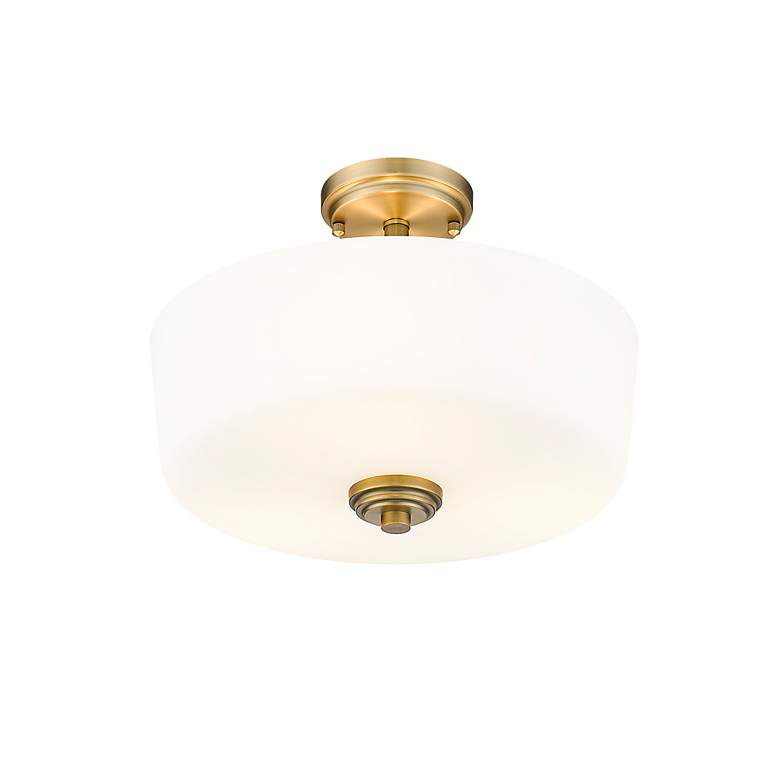 Image 7 Z-Lite Arlington 14 3/4" Heritage Brass and Opal Glass Ceiling Light more views