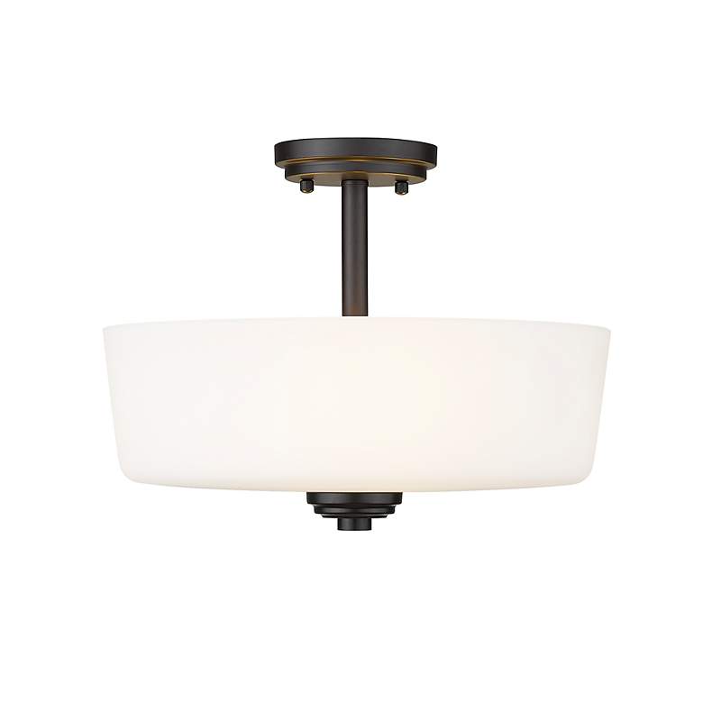 Image 6 Z-Lite Arlington 14 3/4" Wide Bronze and White Glass Ceiling Light more views