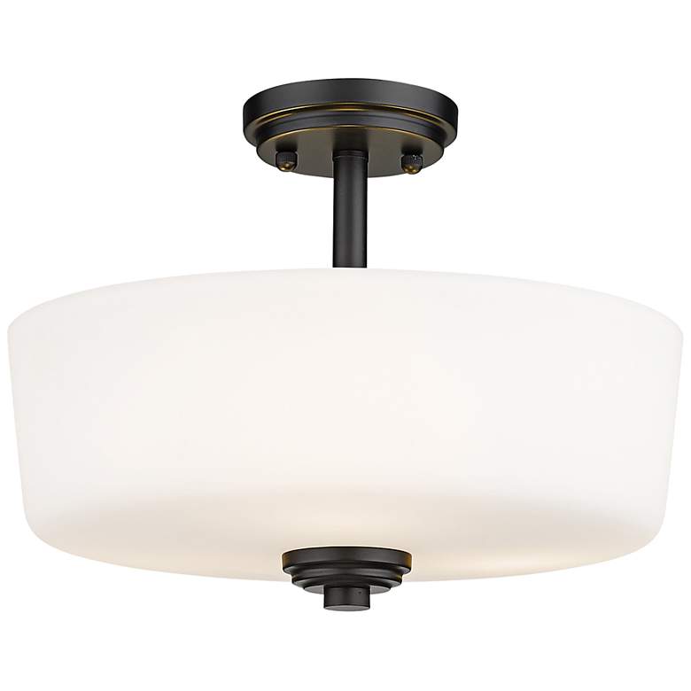 Image 3 Z-Lite Arlington 14 3/4" Wide Matte Black White Diffuser Ceiling Light