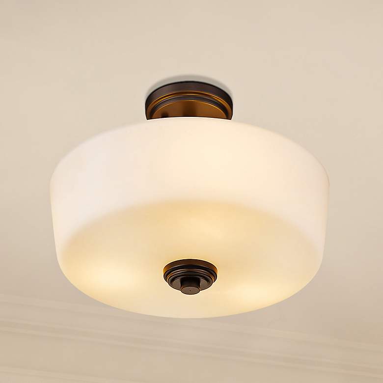 Image 2 Z-Lite Arlington 14 3/4" Wide Matte Black White Diffuser Ceiling Light
