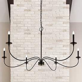 Image2 of Z-Lite Arrington 63" Matte Black 6-Light Candelabra Chandelier