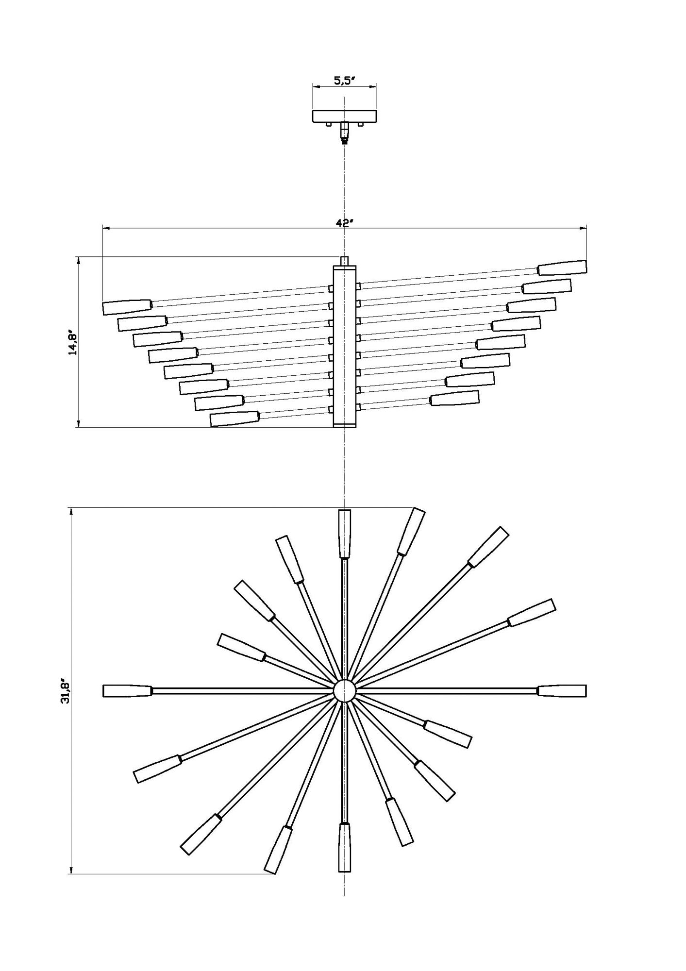 Z-Lite Ascension 32" Wide Matte Black 16-Light Chandelier