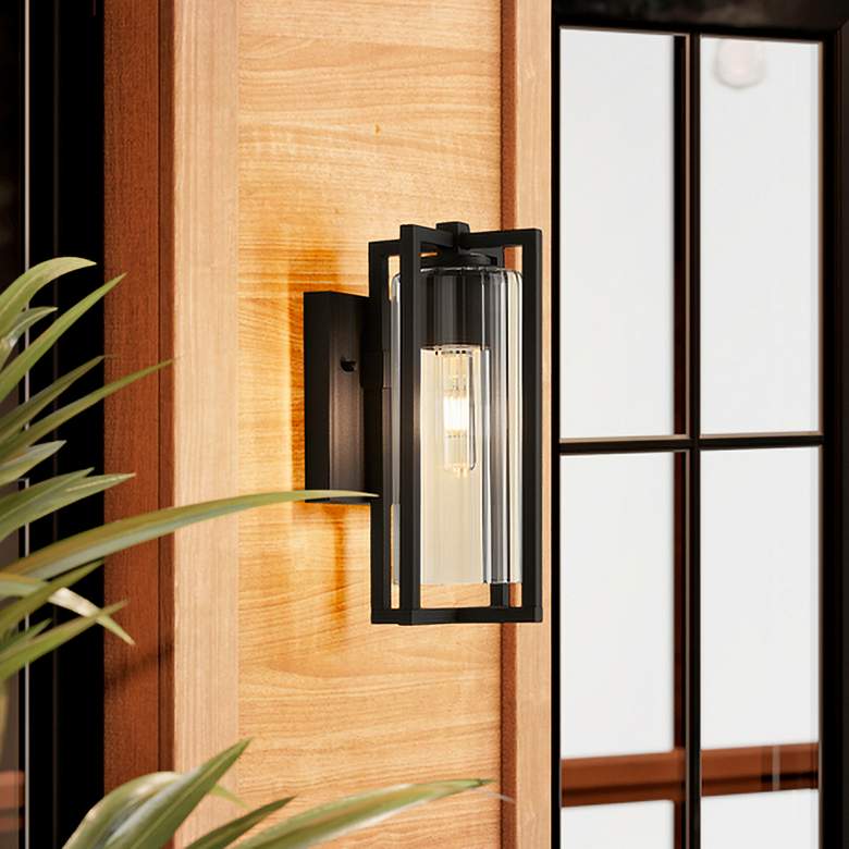 Image 1 Z-Lite Aura 12 3/4" High Black Outdoor Wall Light