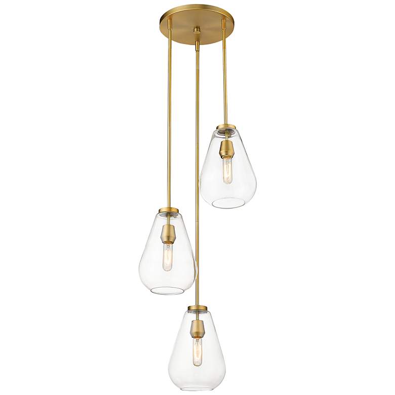 Image 3 Z-Lite Ayra 18" Wide Olde Brass and Clear Glass Multi-Light Pendant