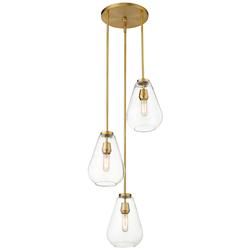 Z-Lite Ayra 18" Wide Olde Brass and Clear Glass Multi-Light Pendant