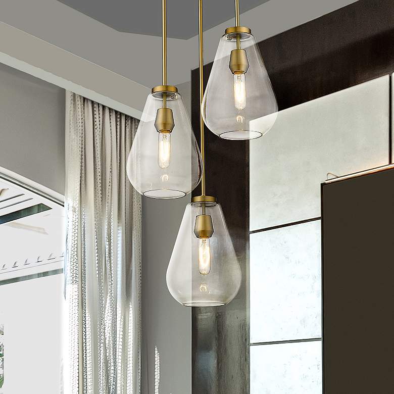 Image 2 Z-Lite Ayra 18" Wide Olde Brass and Clear Glass Multi-Light Pendant