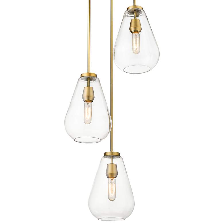 Image 4 Z-Lite Ayra 18" Wide Olde Brass and Clear Glass Multi-Light Pendant more views