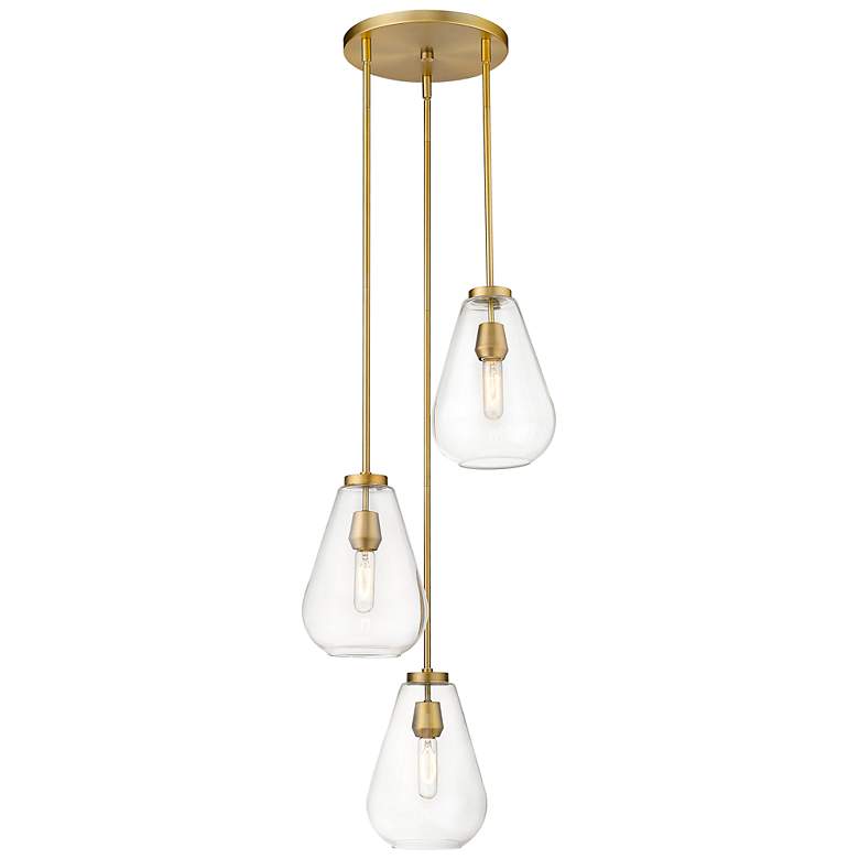 Image 7 Z-Lite Ayra 18" Wide Olde Brass and Clear Glass Multi-Light Pendant more views