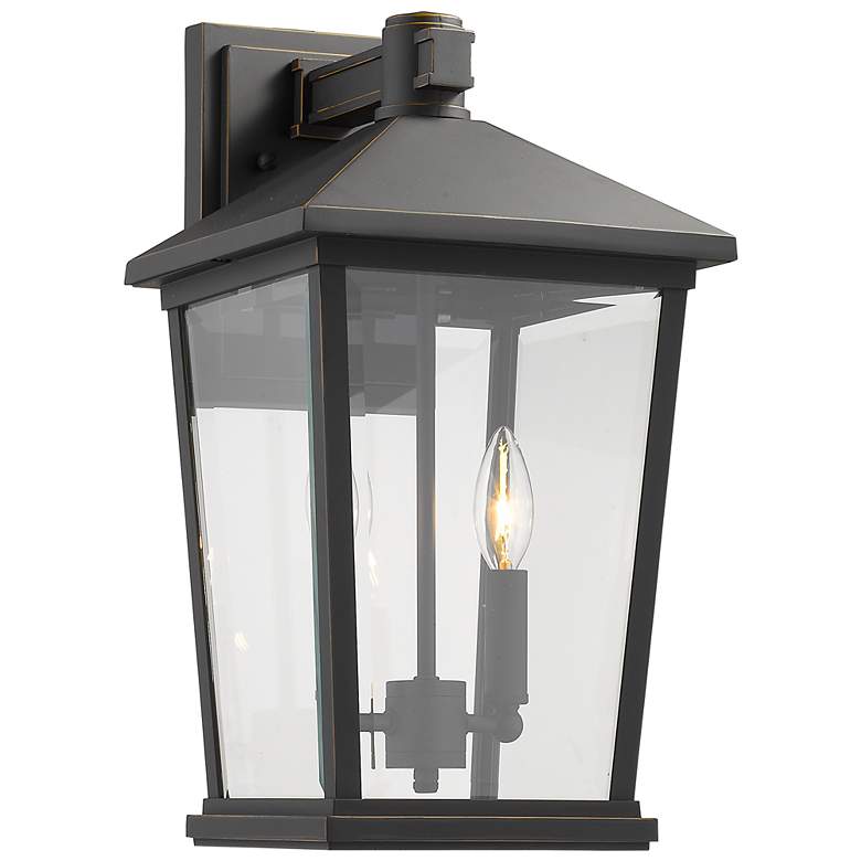 Image 1 Z-Lite Beacon 2 Light Outdoor Wall Sconce in Oil Rubbed Bronze