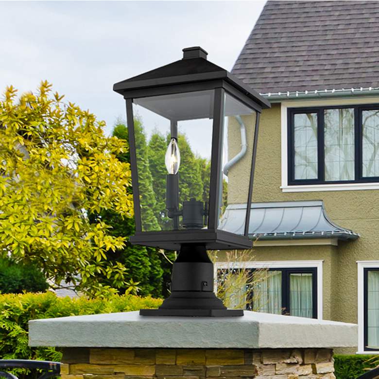 Image 1 Z-Lite Beacon 21 1/2" High Black Metal Outdoor Pier Mount Light