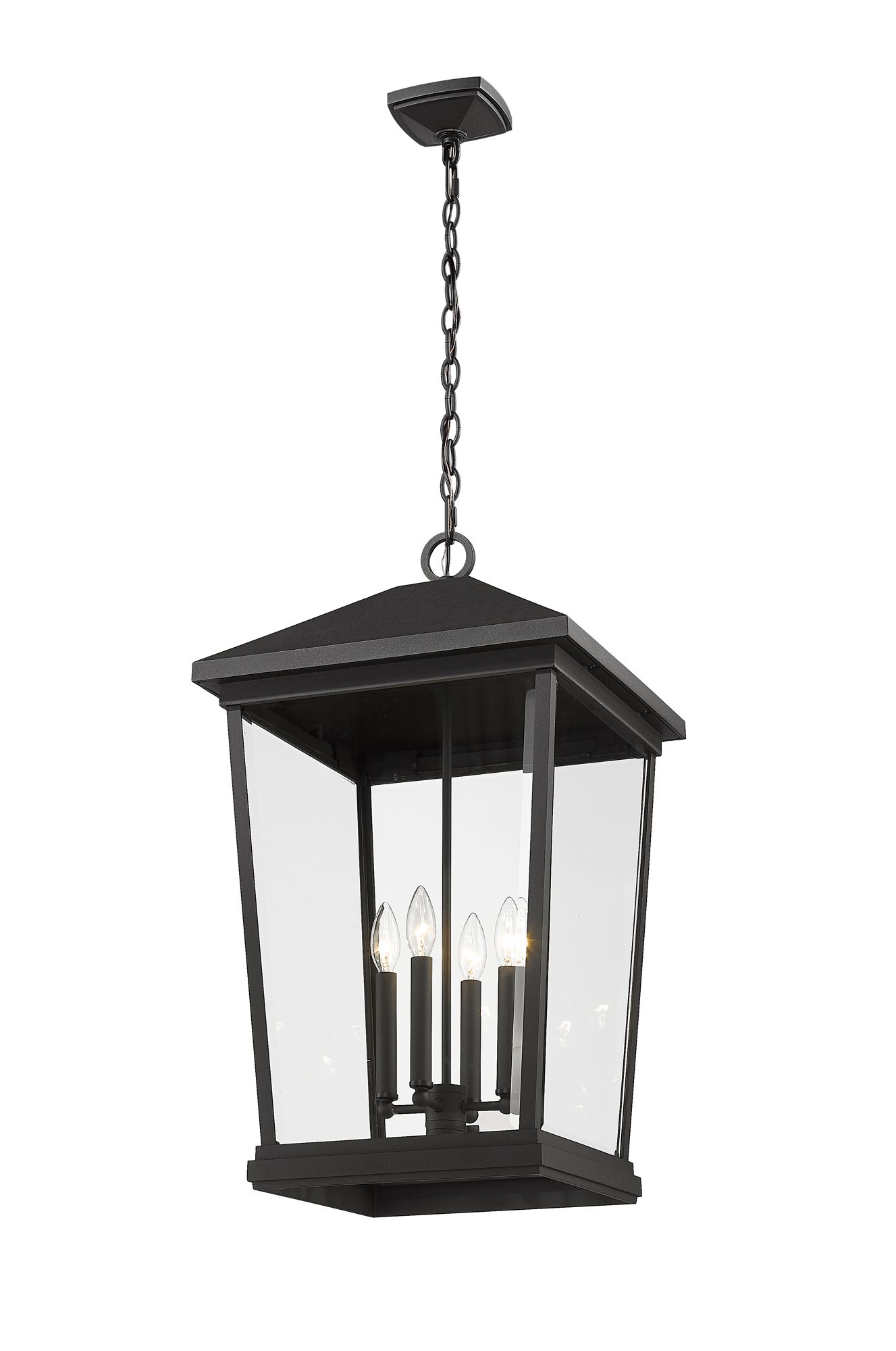 Image 6 Z-Lite Beacon 28" High Black 4-Light Outdoor Hanging Light more views