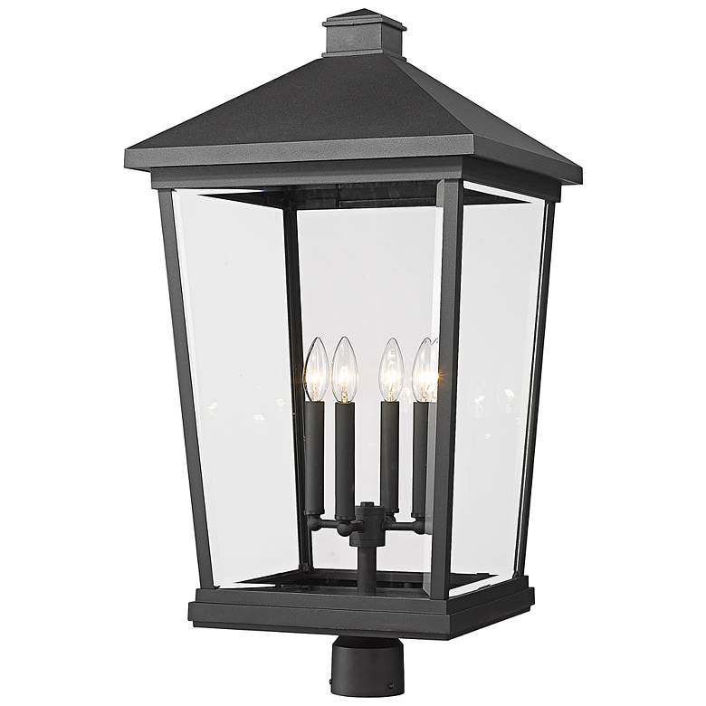 Image 1 Z-Lite Beacon 31" High Black 4-Light Outdoor Post Light