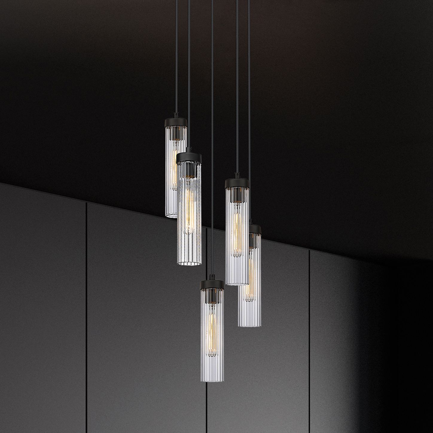 Z-Lite Beau 12" Wide Matte Black Multi-Light Pendant